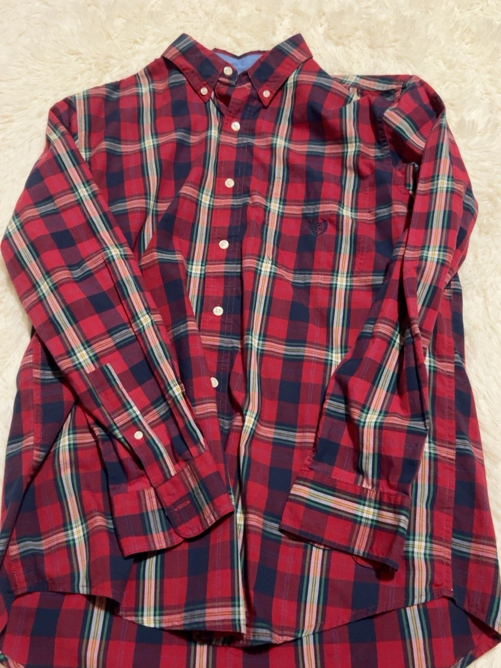 Chaps Classic Red Plaid Button-Down Men's Shirt